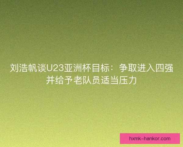 刘浩帆谈U23亚洲杯目标：争取进入四强并给予老队员适当压力